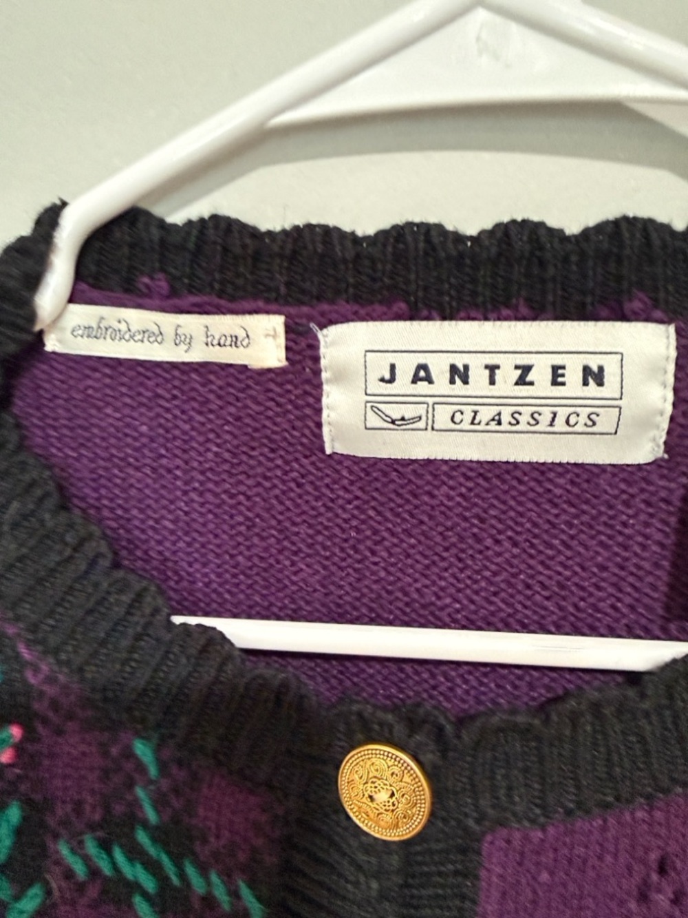 Jantzen Purple and Black Floral Patchwork Cardigan - Picture 5 of 10
